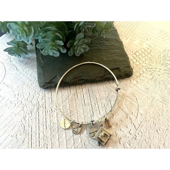 Alex and Ani Silver Graduation Cap Charm Bangle Bracelet - Picture 2 of 11